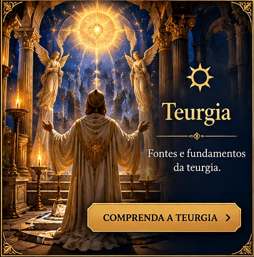 Cena simbólica de contemplação em um templo antigo.